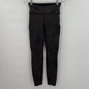 SPANX Women's  Faux Leather Black High Rise Moto Leggings S/P